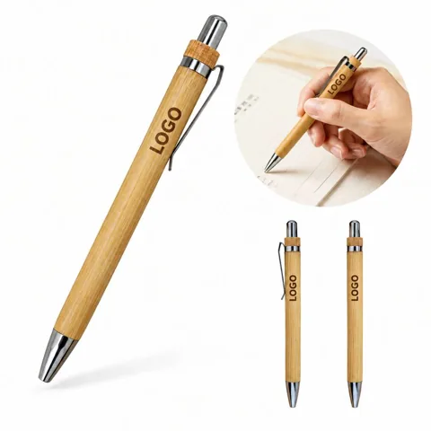 Eco-Friendly Bamboo Ballpoint Pen with Replaceable Ink
