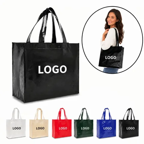 Reusable Water-Resistant Laminated Poly Tote Bag