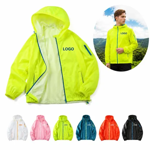 Packable Hooded Rain Jacket with Waterproof Breathable