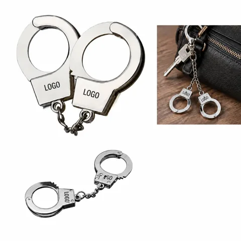 Miniature Handcuffs Charm Metal Keyring