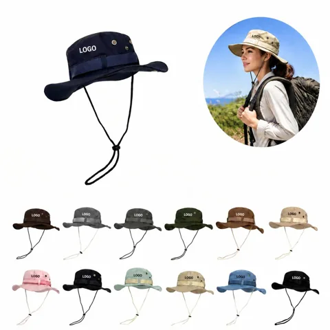 Foldable Wide Brim Cotton Sun Hat for Outdoor Sun Protection