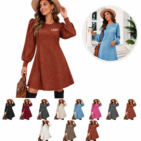 Women's Cozy Long Sleeve Round Neck Winter Dress