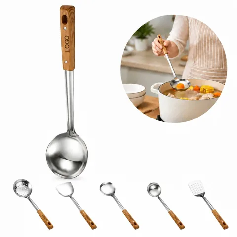 Wooden Handle Kitchen Utensil Set for Everyday Cooking