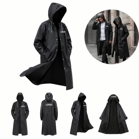 Adult Windproof Thick EVA Rain Poncho for Outdoor Use