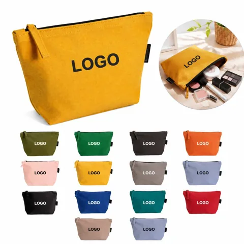 Eco-Friendly Cotton Cosmetic Bag with Water-Resistant Lining