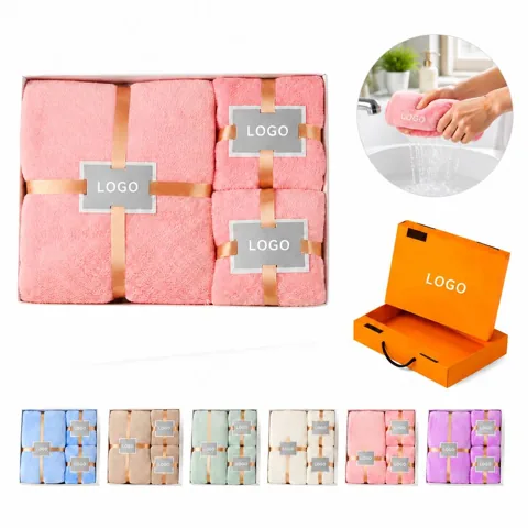 Soft Coral Velvet Bath Towel Gift Set for Home Spa