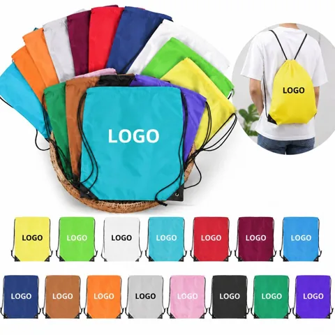 Lightweight Polyester Cinch Drawstring Backpack Foldable