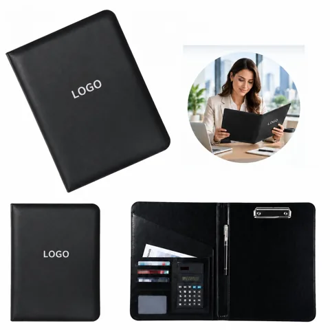 A4 Leather Organizer Case with Calculator and Notepad
