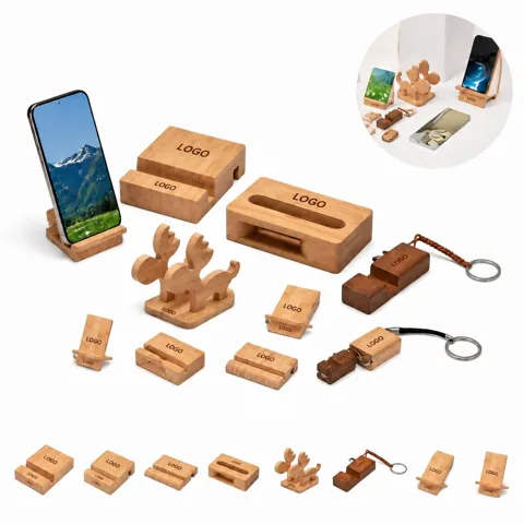 Wooden Desktop Phone Holder for Hands-Free Viewing