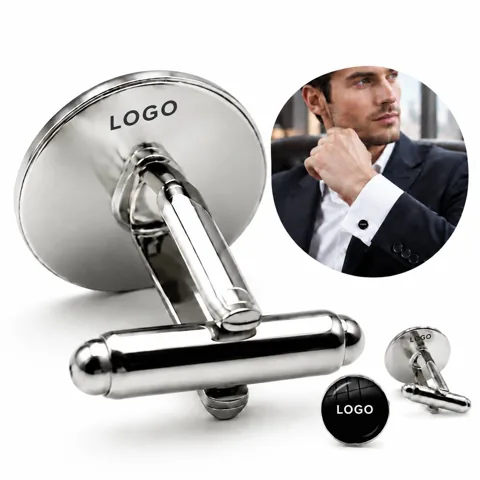 Elegant Metal Cufflinks with Gemstone Center for Shirts