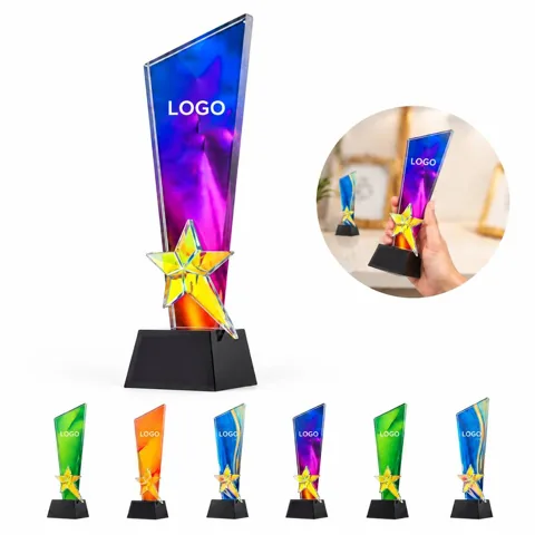 Custom Printed Crystal Award Trophy for Recognition
