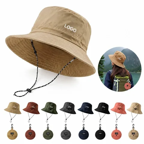 Wide Brim UV Protection Nylon Bucket Hat for Outdoor
