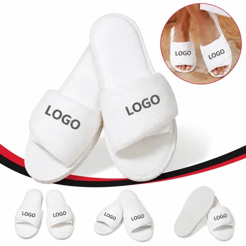 Adjustable Velour Open-Toe House Slippers for Indoor Wear