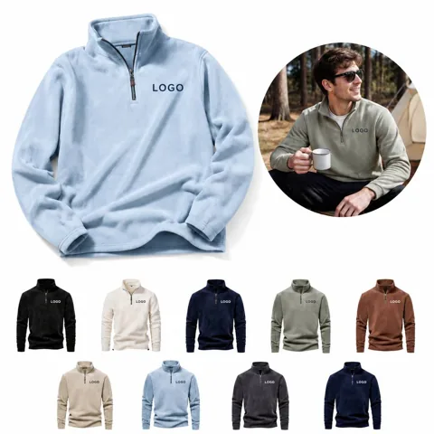 Men's Half Zip Fleece Sweatshirt with Stand Collar