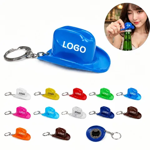 Cowboy Hat Metal Bottle Opener Keychain