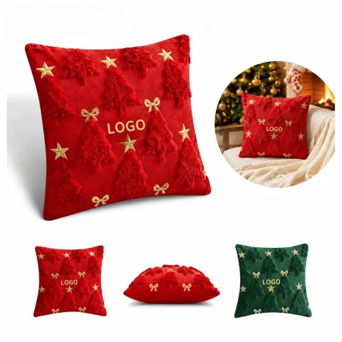 Christmas Pillowcase with Embroidered Tree Design