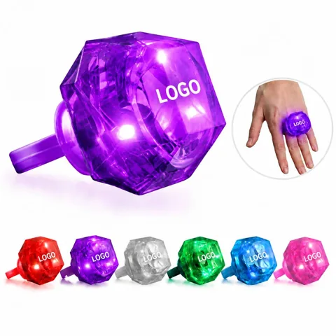 Illuminated Crystal Effect Party Ring with Glowing Stone