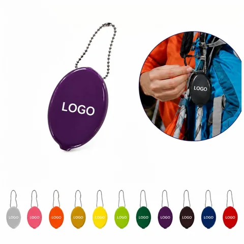 Compact Oval Coin Pouch with Zipper for Coins Keys