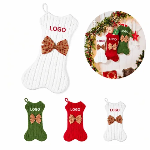 Bone-Shaped Knitted Pet Stocking for Holiday Treats