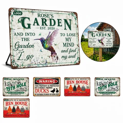 Retro Metal Safety Signs with Aged Finish