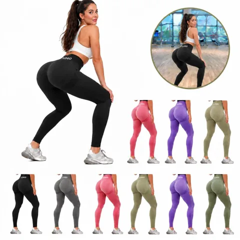 Seamless High-Rise Yoga Leggings Cotton Nylon Blend