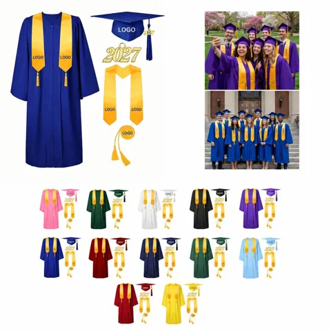 Unisex Polyester Graduation Gown and Cap Set for Ceremonies