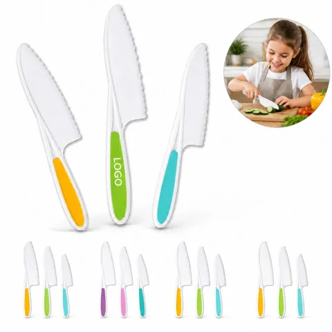 Kids Safe Plastic Knife Set for Toddler Food Cutting