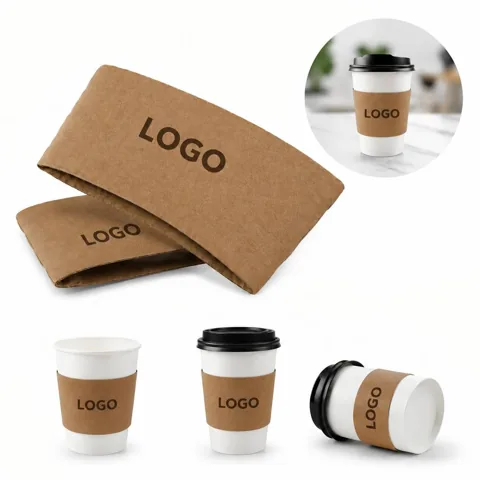 Disposable Recyclable Kraft Paper Cup Sleeves for Hot Cold