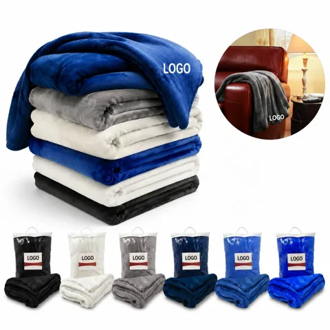 300GSM Embroidered Mink Touch Throw Blanket for Bed Sofa