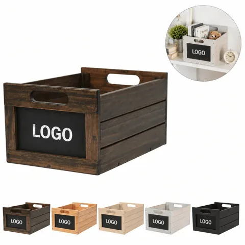 Wooden Slat Storage Crate Set Multi Size Rustic Display