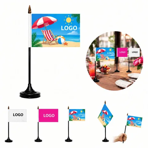 Double-Sided Flag with Stable Black Base for Indoor Outdoor