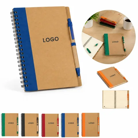 Recycled Paper Notebook with Matching Pen, Compact