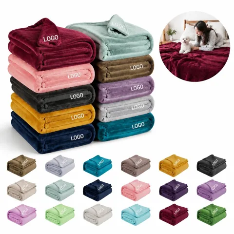 Queen Size Burgundy Soft Fleece Throw Blanket for Bed