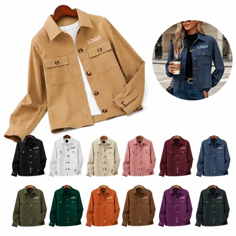 Cropped Corduroy Button-Front Top with Collar