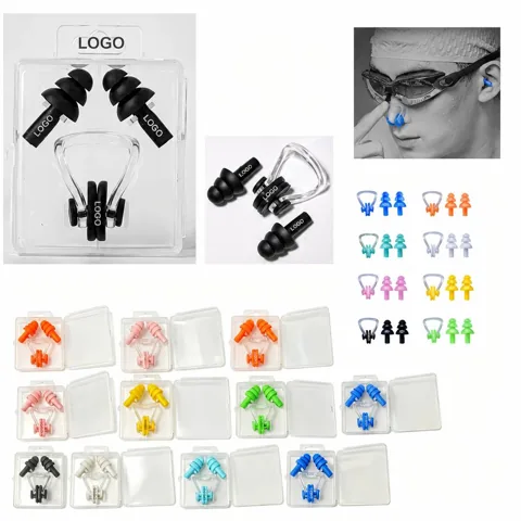 Silicone Nose Clip and Earplug Set for Swimming