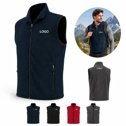 Lightweight Fleece Zip-Up Vest for Men with Pockets