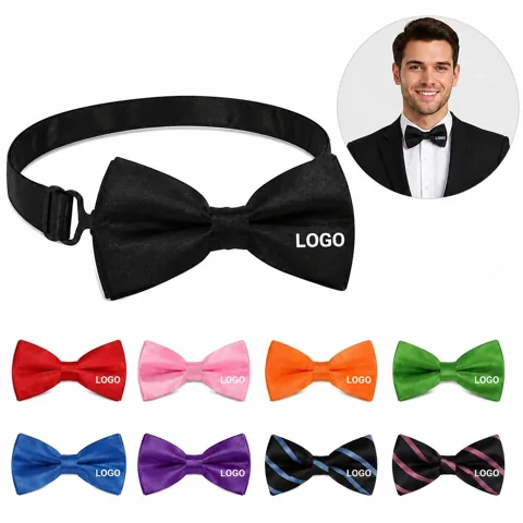 Adjustable Pre-Tied Polyester Bow Tie for Formal Wear