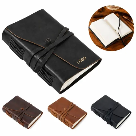 Antique-Style Leather Notebook with Blank Acid-Free Pages