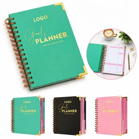 Elegant Gold-Stamped Coil Schedule Notebook for Daily