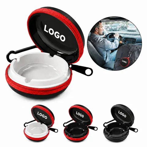 Portable Windproof Pocket Ashtray with Hook for Outdoor Use