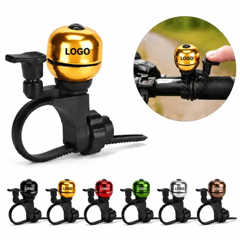 Classic Brass Tone Metal Bicycle Bell with Screw-On Clamp