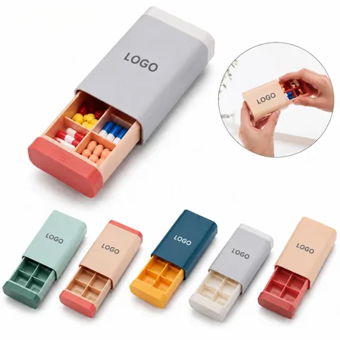 Portable 6-Compartment Medicine Organizer Box