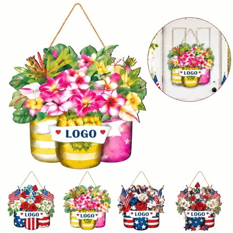 Patriotic Wooden Front Door Decoration for Independence Day