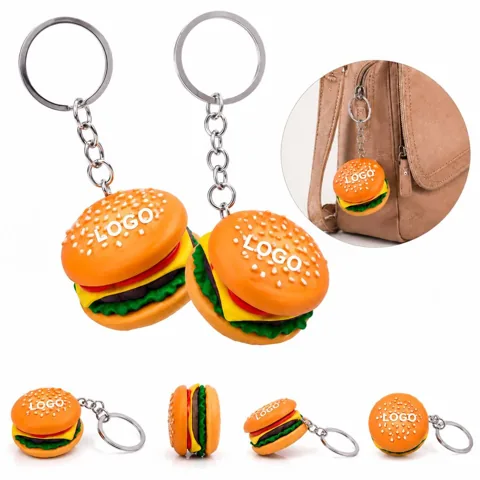 Mini Cheeseburger PVC Charm Keychain