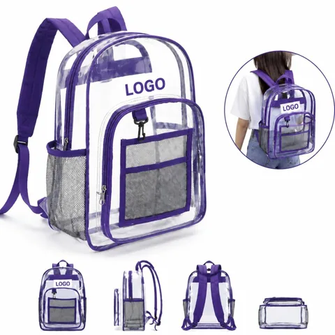 Clear PVC Shoulder Bag with Zipper Large Transparent
