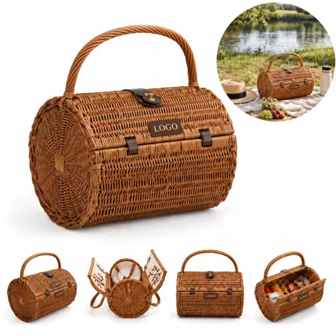 Woven Picnic Basket Set for Outdoor Dining