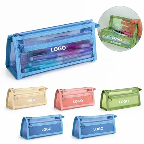 Clear Two-Layer Pencil Pouch for Students