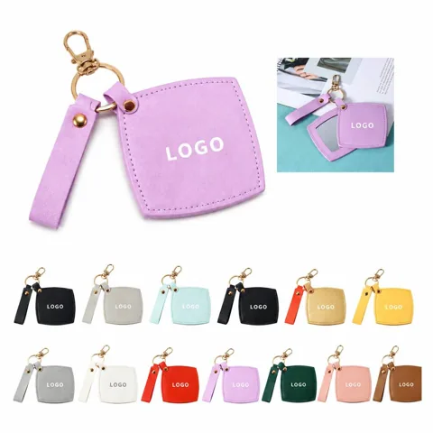Portable Square Leather Mirror with Stand for Travel and