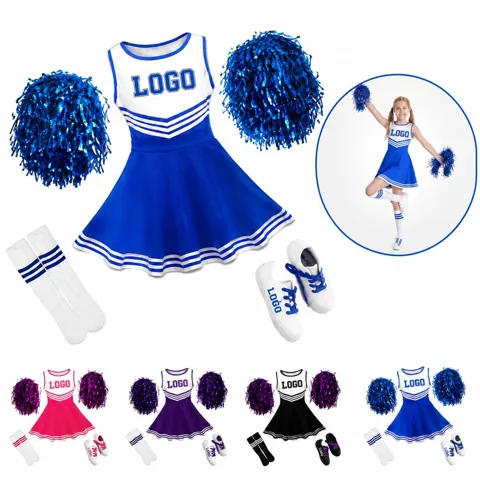 Youth Cheer Pom-Poms and Wrist Bands Multi-Color Set
