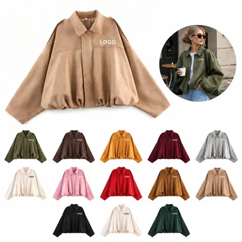 Women's Soft Velvet Zip-Up Bomber Jacket